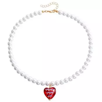 Украшения, Однослойное ожерелье из искусственного жемчуга, ручной работы, Повседневный кулон Любовь , Ожерелье, Милая девушка. золотой