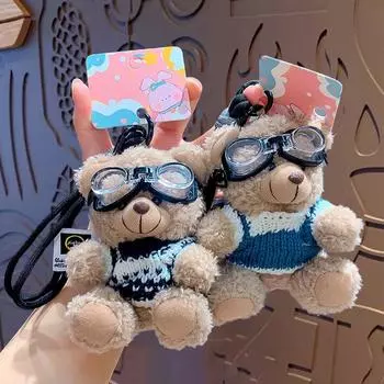Украшения Пилот Медведь Брелок Мягкие Игрушки Мягкие Игрушки Животных Плюшевый Медведь Брелок Для Женщин Девочек Buckle Coffee