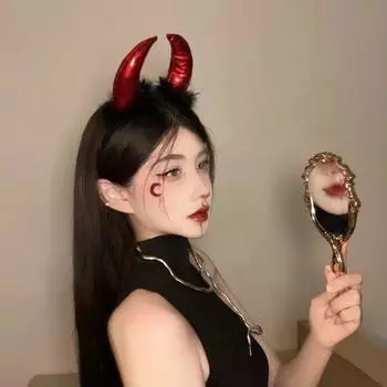 Украшения, повязка на голову с рогами дьявола, аксессуары для волос, блестящая повязка на голову, черная повязка для волос на Хэллоуин для взрослых