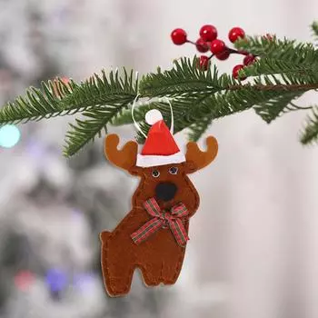 Украшения Причудливые Рождественские Нетканые Украшения с Сантой, Оленями, Леденцами и Подарочными Коробками Christmas Reindeer