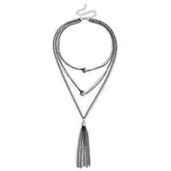 Украшения Ретро Холодное Длинное Ожерелье с Бахромой Многослойное Женское Легкая Роскошь Инкрустированное Бриллиантами Хрустальное Ожерелье-Цепочка для Ключицы