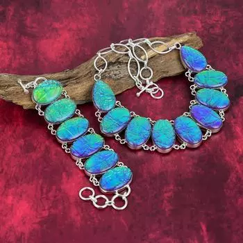 Украшения ручной работы из розового триплетного опала, украшения из цельного серебра 925 пробы, великолепный комплект украшений из браслета и ожерелья для сестры Adjustable With 8 -18 розовый