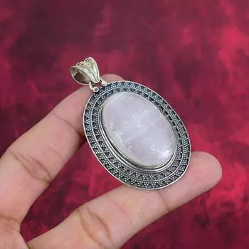 Украшения ручной работы из селенита, 925 пробы цельное серебро, эксклюзивный дизайн подвески с драгоценными камнями для сестры 2.4 4 Inches белый