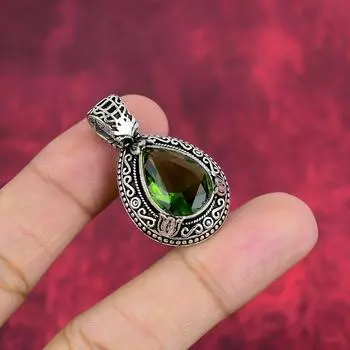 Украшения с перидотом, кулон из стерлингового серебра 925 пробы, ювелирные изделия ручной работы с драгоценными камнями, подарки для жены, абсолютно новый кулон 1.50 Inches зелёный