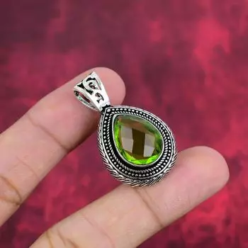 Украшения с перидотом, кулон из стерлингового серебра 925 пробы, ювелирные изделия ручной работы с драгоценными камнями, подарки для жены, абсолютно новый кулон 1.57 Inches зелёный