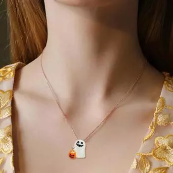 Украшения с привидениями, светящиеся в темноте, ожерелье с привидениями, серьги, аксессуар, симпатичный светящийся аксессуар из смолы для Хэллоуина A