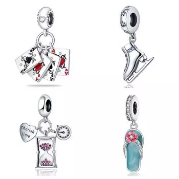 Украшения своими руками, аксессуары, браслет, ожерелье, брелок, тапочки, коньки, кулон, белая медь, посеребренная