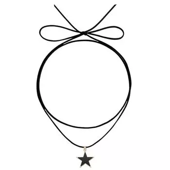 Украшения Темперамент Флисовый Шнурок Черный Имитация Перламутра Подвеска Пентаграмма Ожерелье Женское Регулируемое