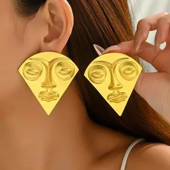 Украшения в стиле ретро, серьги с дизайном преувеличенного выражения лица, универсальные высококлассные серьги-пусеты для женщин