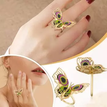 Украшения в виде бабочки - блестящее кольцо-бабочка, персонализированное открытое кольцо, регулируемое, симпатичное, стили кольца, кольцо-игра, окружающее кольцо, унисекс One Size
