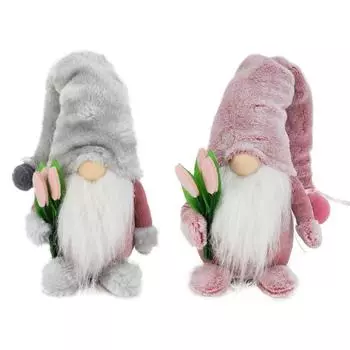 Украшения в виде цветочного гнома, стоящие шведские томтесы для летнего многоярусного подноса серый