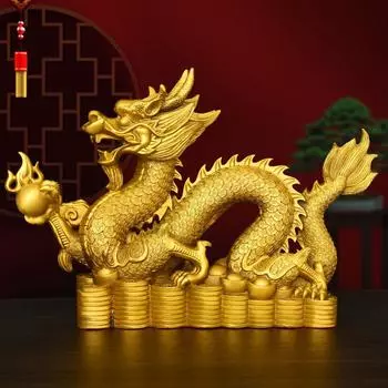 Украшения в виде дракона Zhaocai Wealth Attract, украшения из чистой меди, китайский рог изобилия Loong, декор для домашнего рабочего стола Xianglong