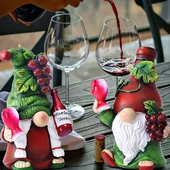 Украшения в виде красных винных гномов для любителей вина, изысканные обеденные столы и гостиные, декоративные украшения для рождественской вечеринки 02