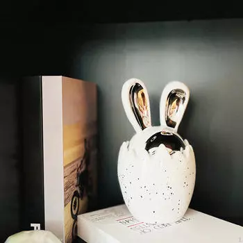 Украшения в виде кролика из яичной скорлупы, фигурка пасхального кролика, керамика, аксессуары для дома и улицы, аксессуары для дома, столешница