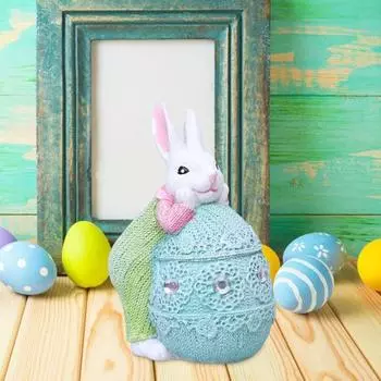 Украшения в виде пасхальных кроликов Yousheng, симпатичные расписанные вручную фигурки кроликов из смолы, переносные украшения для пасхальных яиц, коллекционные предметы в виде пасхальных кроликов синий/зелёный