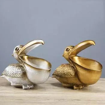 Украшения в виде пеликанов. Уникальные винтажные пеликаны. Реалистичные дизайнерские украшения с большим ртом для домашнего декора. золотистый