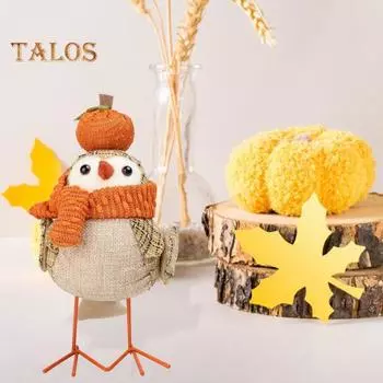 Украшения в виде птиц на День благодарения, праздничная атмосфера, кукольное украшение, плюшевая фигурка птицы для домашнего стола, полки, камина, декора A