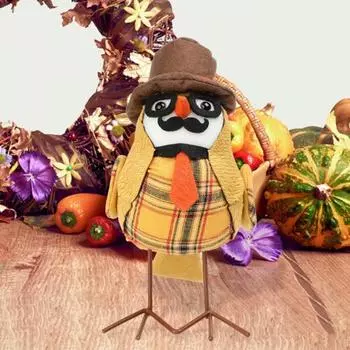 Украшения в виде птиц на День благодарения, праздничная атмосфера, кукольное украшение, плюшевая фигурка птицы для домашнего стола, полки, камина, декора C