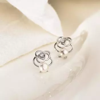 Украшения в виде сердечек для девочек, элегантные серьги с жемчугом камелии для женщин