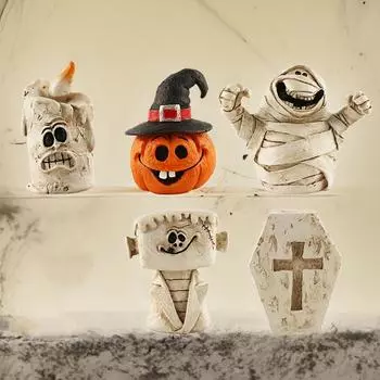Украшения в виде скелета Cushaw на Хэллоуин, подсвечник-скелет, поделки из смолы, маленькие украшения One Size