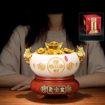Украшения в виде золотых жабы Zhaoczai Treasure Pot привлекают богатство, открывают подарки, украшения для офиса, гостиной, винного шкафа