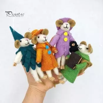 Украшения войлочные в виде мышей, сделанные вручную из шерсти, фигурки мышей, милые украшения в виде кукол-мышей для Хэллоуина, рождественский декор B