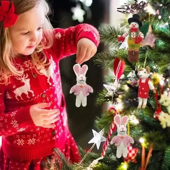 Украшения войлочные в виде мышей, сделанные вручную из шерсти, фигурки мышей, милые украшения в виде кукол-мышей для Хэллоуина, рождественский декор B