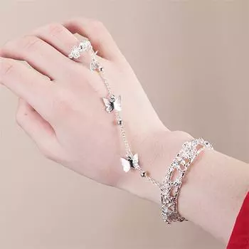 Украшения Женские Ювелирные Изделия Кольцо Браслет Свадебные Изысканные Модные Винтажные Женские Регулируемые One Size серебряный