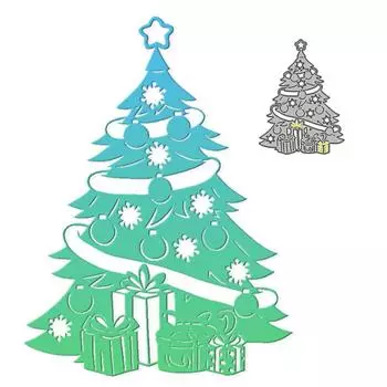 Украшенная рождественская елка, художественный фон, скрапбукинг, металлические штампы, трафареты для DIY альбома, декор бумажных карт серебряный