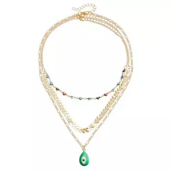Украшенное ретро-цветным капающим маслом ожерельем в виде змеи в виде глаза дьявола на ключице, тонкой цепочкой в гавайском стиле, многослойное ожерелье