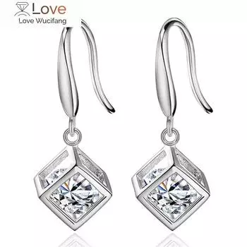 Украшенные кристаллами из австрийских ювелирных изделий серьги-подвески из серебра 925 пробы квадратные аксессуары серьги-подвески WH39