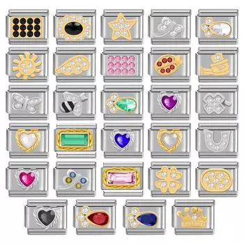 Украшенный камнем браслет из нержавеющей стали с итальянскими подвесками диаметром 9 мм своими руками