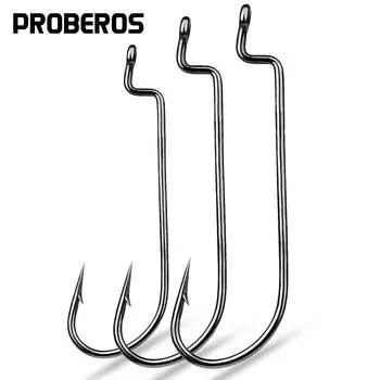 Укрепите прецизионную упаковку крючка с узким животом, рыболовный крючок для мягкой наживки, мягкий крючок для насекомых Техасской рыболовной группы 1 # (10 pieces/pack)