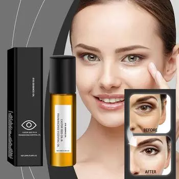 Укрепляющее масло для век с роликом для век, осветляет мелкие морщины, темные круги, крем-роллер для век, 10 мл чёрный