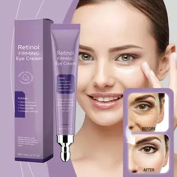 Укрепляющий крем для кожи вокруг глаз с ретинолом снимает отеки, подтягивает и укрепляет кожу вокруг глаз, уменьшает мелкие морщинки вокруг глаз и подтягивает кожу. фиолетовый
