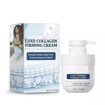 Укрепляющий крем с коллагеном, разглаживает мелкие морщины, подтягивает и восстанавливает кожу лица, увлажняющий крем белый