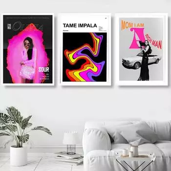 Укрощение Импалы древний музыкальный плакат Радужный принт Цифровая загрузка Печать Художественная живопись Фото Гостиная Спальня Украшение стены 21cm30cm No Frame