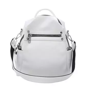 Ультра-большой емкости модный мягкий водонепроницаемый рюкзак на молнии искусственная однотонная кожаная сумка через плечо чёрный