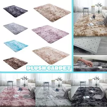 Ультра мягкие современные коврики лохматый детский коврик домашняя комната плюшевый ковер декор чёрный
