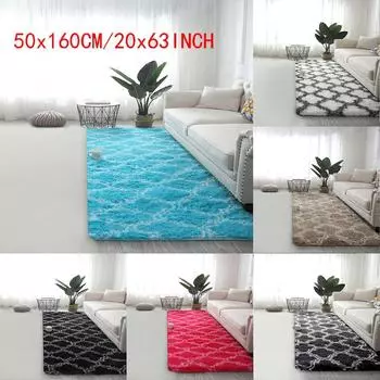Ультра мягкие современные коврики лохматый ковер домашняя комната плюшевый ковер декор напольный коврик 50X160cm синий