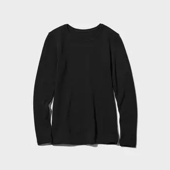 Ультра теплая футболка UNIQLO Heattech с круглым вырезом и длинными рукавами