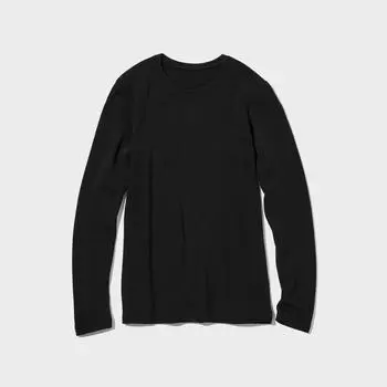 Ультра теплая футболка UNIQLO Heattech с круглым вырезом и длинными рукавами