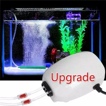 Ультра тихий аквариумный воздушный насос с двойным выходом, аэраторный насос для аквариума с аксессуарами, для резервуара емкостью до 100 галлонов белый