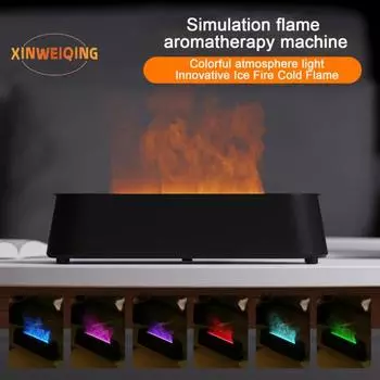 Ультра-тихий диффузор-увлажнитель с эфирным маслом - красочный свет пламени, дистанционное управление, диффузор для ароматерапии чёрный