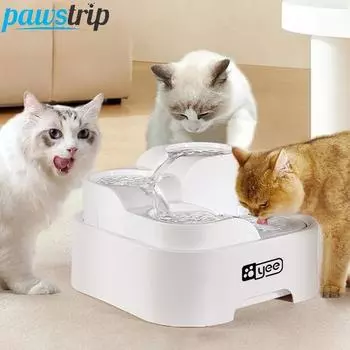 Ультра-тихий фонтанчик для воды для кошек, 2 л, автоматический диспенсер для воды с несколькими слотами для 2-4 кошек, USB электрическая поилка для котят белый