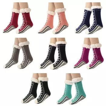 Ультра-толстые кашемировые домашние носки-тапочки, кашемировые носки-тапочки, рождественские носки для женщин фиолетовый