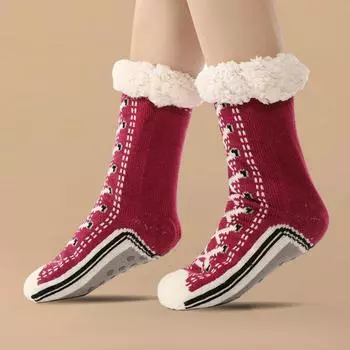 Ультра-толстые носки-тапочки, противоскользящие кашемировые зимние носки, теплые домашние носки-тапочки, подарок для женщин и пожилых людей A