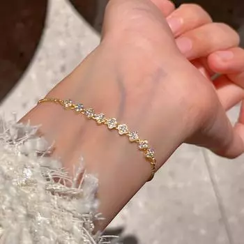 Ультра-тонкий цветочный браслет. Простой дизайн из настоящего золота. Минималистичный ремешок для переноски цветов. Изысканный ремешок для переноски. cuprozircon