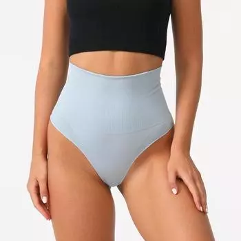 Ультра-высокая талия бесшовное нижнее белье для живота женское нейлоновые стринги сексуальные без ремешков сплошной цвет S серый