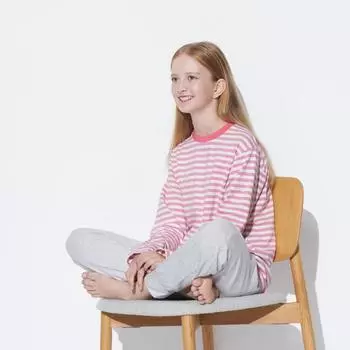 Uniqlo Япония Ультра-эластичный комплект с длинным рукавом 69 NAVY/140